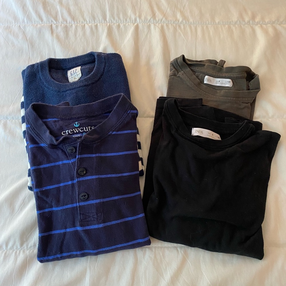 Lot of four boys long sleeve tops size 8 GUC